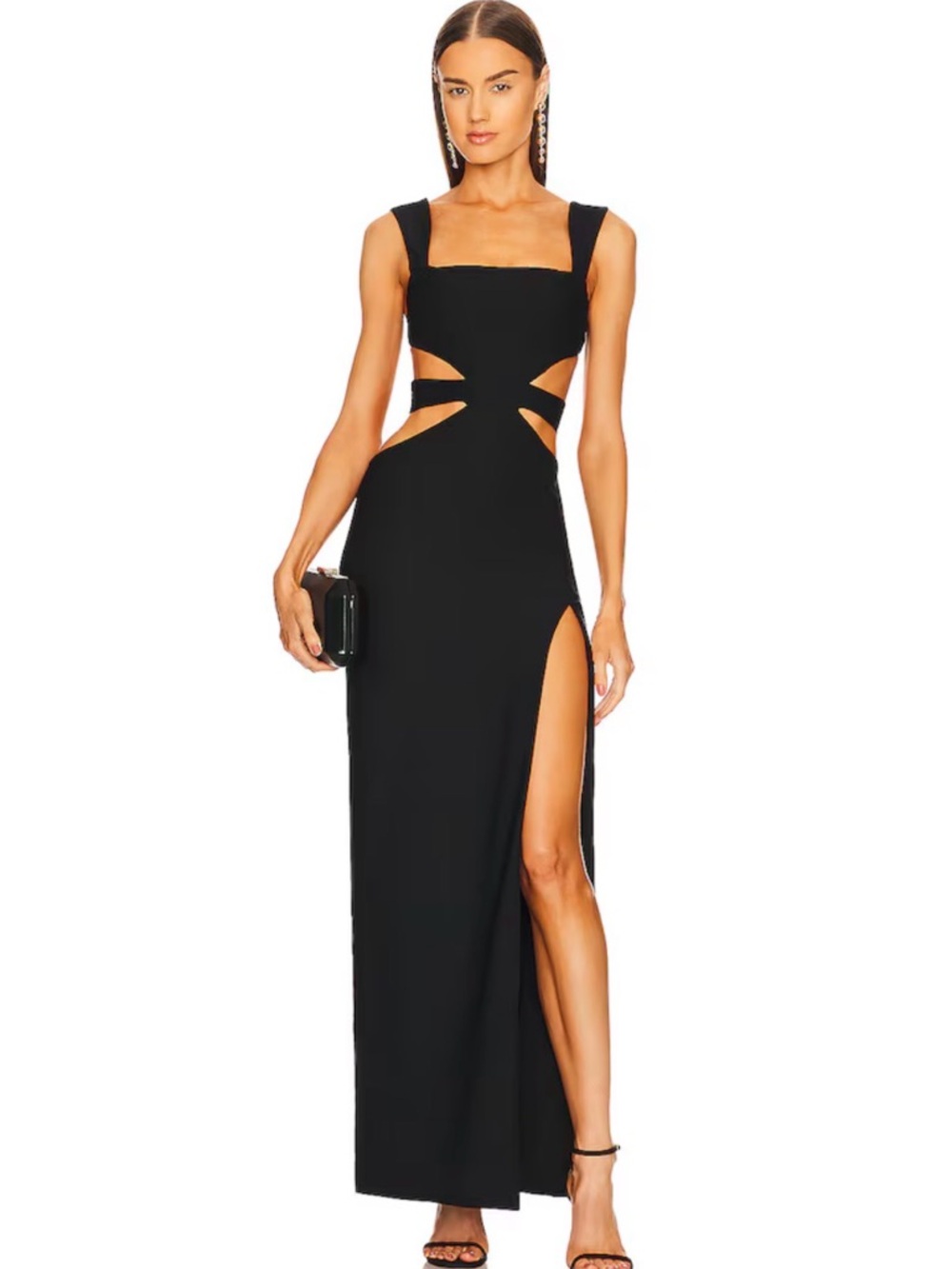 Michael Costello x REVOLVE Sadie Gown - Black Cutout Square-Neck Evening Dress